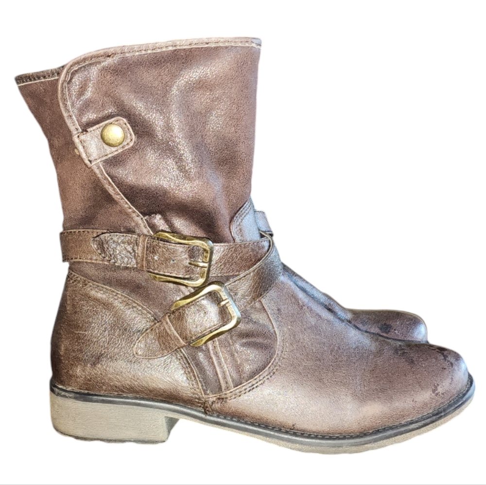 Baretraps Brown Sabella Leather Fur Lined Side Zip Boots Size 9